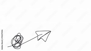 Concept for problem solving, one line drawing animation. Video clip with alpha channel.