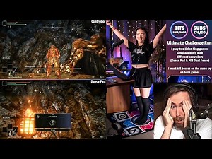 Streamer playing one Elden Ring on PS5 and another on her dance pad