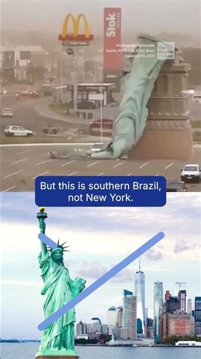 Watch: Severe Winds Topple Statue Of Liberty Replica