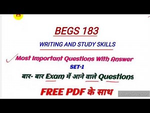 BEGS 183 Important Questions With Answer | BEGS 183 Previous Year Paper | BEGS 183 Sample paper