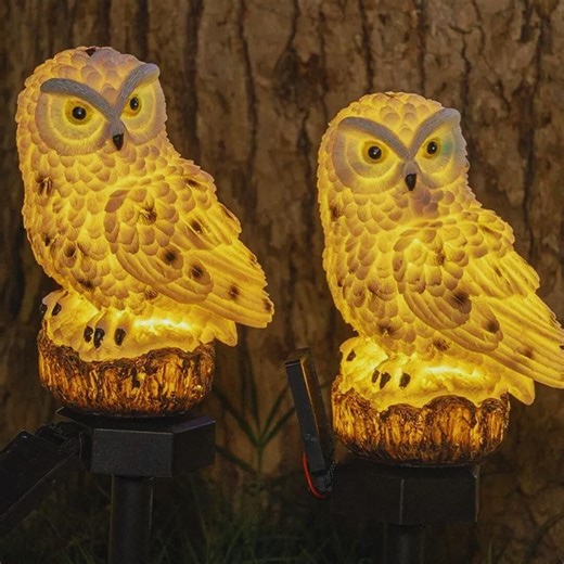 Solar Powered Owl Garden Light – Waterproof Outdoor LED Statue, Lawn Decor - Etsy