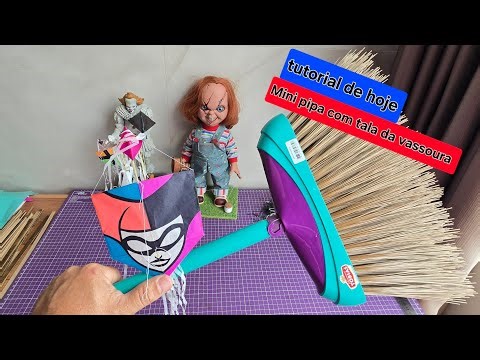 Tutorial de hoje, mini pipa com tala da vassoura..