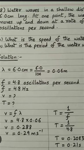 🌊 Water Waves Numericals Made EASY! | Speed & Time Period 🔥 #physics #shorts
