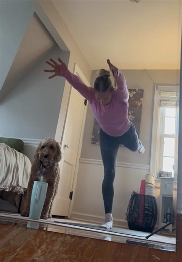 Doing yoga while my dog contemplates his entire life #yogalife #yogainstructor #2026vision #yoga