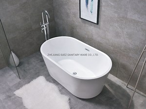 [Hot Item] Bathroom Acrylic Oval Freestanding Bath Tub for Sanitary Ware Soaking