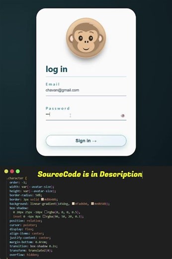 Premium Animated Login Form with Monkey UI 🐒 | HTML CSS JavaScript #uidesign #html #css #javascript