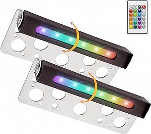 OVAC Hardscape Paver Lights 7 Inch RGB Retaining Wall Lights 1.5W 360° Swivel 12V DC Low Voltage Step Lights Outdoor, IP65 Waterproof LED Hardscape Lighting Deck Stair Lights[2Pack]