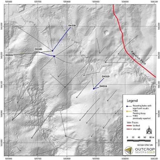 Outcrop Silver Intersects 5.89 Metres True Width of 426 Grams Equivalent Silver Per Tonne and 2.72 Metres True Width of 445 Grams Equivalent Silver Per Tonne Expanding the Megapozo Shoot at Santa Ana