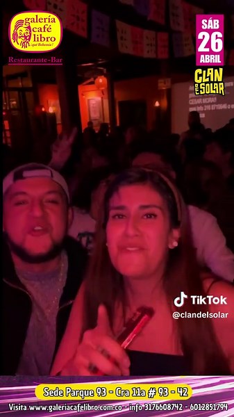 🔥 ¡Prepárense para la descarga salsera! 🔥 Este sábado 26 de abril, la energía de El Clan del Solar invade Galería Café Libro 93. 🎶💃🕺 ¡No te pierdas una noche llena de sabor, ritmo y pura salsa! 📍 Lugar: Galería Café Libro 93 🗓️ Fecha: Sábado 26 de abril ¡Invita a tus amigos y alista tus mejores pasos! #Salsa #ElClanDelSolar #GaleriaCafeLibro93 #NocheDeSalsa #Bogotá #QueHacerEnBogotá