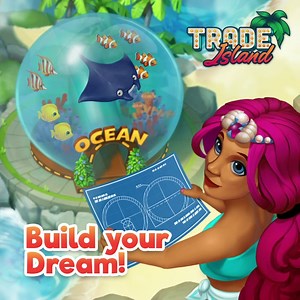 Update 2.10 is here! Time to make your dreams come true! 👉 gigam.es/PlayTradeIsland Mayor, the citizens keep finding these strange designs. According to a guest from Keylani island, you can use them to construct amazing buildings - beautiful, profitable, and environmentally-friendly. Collect the designs, construct your dream buildings and invite neighbors to take a look! Read more about it right here 👉 facebook.com/notes/trade-island/oceanarium-and-sea-farm/305029833537294/ | Trade Island