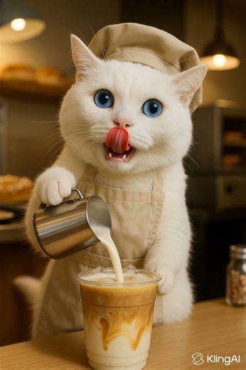 Cat Making Coffee Like a Real Barista ☕😼”