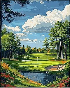 ARNLRDYA Golf Paint by Number Kits for Adults, Golf Course Paint by Numbers for Beginner, Sports Men Acrylic Painting Gift Unframe for Home Decor(16×20inches)