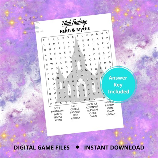 High Fantasy Word Search | Faith and Myths | Dragon, Wizard, Medieval Puzzle Printable | RPG Inspired Activity | Digital Download PDF - Etsy
