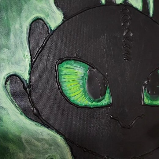 How to paint you Dragon: painting a glowing Toothless 🐲🎨🔥 #shorts #art #fanart