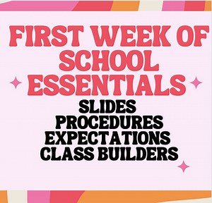 First Week of School Slides, Procedures/Expectations and Class Builders!