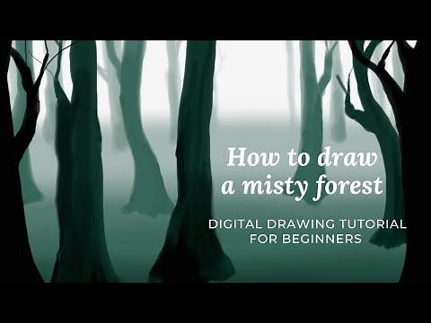 Digital drawing tutorial: How to draw a misty forest