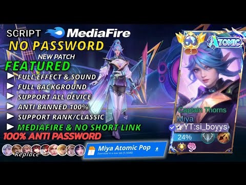 New!!! script skin miya atomic pop No password Mediafire | full effect & sound | New pacth