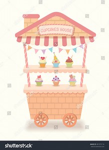 Illustration Vector Cute Cart Cupcakes House Stock Vector (Royalty Free) 461075116 | Shutterstock