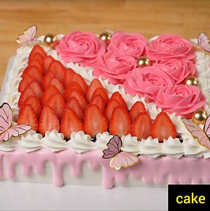 Pink rose strawberry cake. | Cake Videos