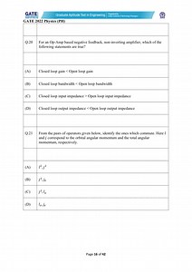 Question 20For an Op-Amp based negative feedback, non-invertin... | Filo