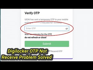 How To Fix Digilocker OTP Not Recive Problem Solved | Fix Digilocker Verify OTP Not Receiving
