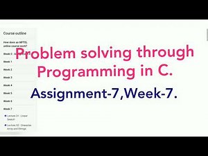 NPTEL | Problem solving through Programming in C | Assignment 7 | Week 7 | NPTEL Assignment 7 Answer