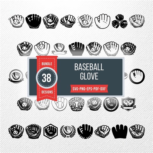 Baseball Glove SVG Bundle | 38 Clipart PNG Eps Dxf PDF | Silhouette Vector Illustrations - Etsy