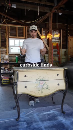 Connor Sweeney | Furniture Flips & DIY on Instagram: "Oof… this one was ROUGH when I found it sitting on the curb 😅 I honestly paused and asked myself if it was even worth grabbing. But the Bombay style, the curves, the shape? Way too good to pass up. This flip took a ton of prep before I could even think about paint, but I kept the vision clean and resale-friendly. I ran to @loweshomeimprovement for supplies, and ended up going with a soft cream on the body, refreshed the iron base in a deep b