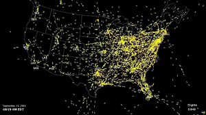 Timeline Map Of The 9/11 Shutdown of North American Airspace | Brilliant Maps
