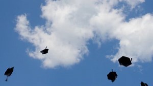 Graduation Flying Hats Towards Sky Full Stock Footage Video (100% Royalty-free) 433084 | Shutterstock