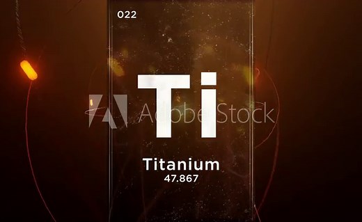 Titanium (Ti) symbol chemical element of the periodic table, 3D animation on atom design background