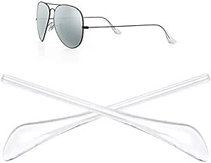 Replacement Temple Tips Ear Socks for Ray-Ban Aviator RB3025 3026 Sunglasses Repair kits Black,Bonus Sunglasses Bag (Clear)
