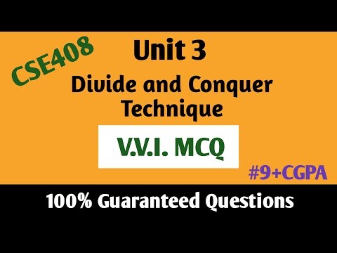 MCQs | Divide and Conquer Technique | Unit 3 | CSE408 | LPU
