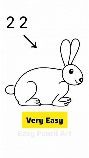 very easy rabbit drawing with number 22 | how to draw rabbit easily