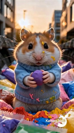 Hamster 🔵+🔴= 🟣 finds Clay in Puddle?! 😱🐾