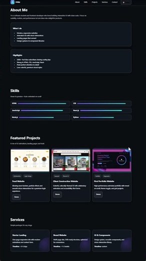 Make a Portfolio Website Using HTML CSS JAVASCRIPT |#portfoliowebsite #frontand #coding #shorts