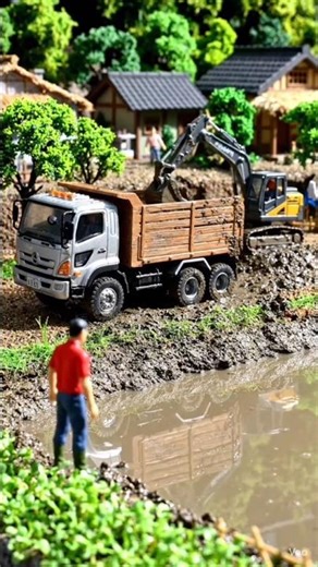 Tiny Farmers Building a Fish Pond 🐟🚜 | Ultra Realistic Mini Farm #shorts #viralvideo #short