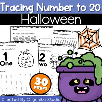 Halloween Tracing Numbers to 20 | Writing Numbers 1-20 Worksheets