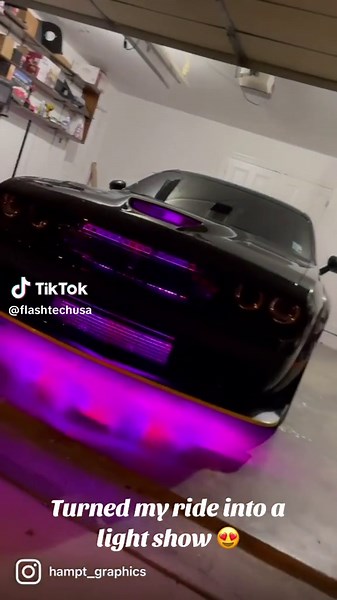 Turned my ride into a light show! 😍 \t#DodgeChallenger #CarMods \t#LEDLights #CarLightShow \t#CustomCars #nightdrive \t#carglowup #ChallengerMods \t#CarEnthusiast