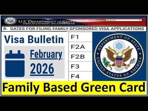 Visa Bulletin February 2026 for Family Based Green Card || F1, F2A, F2B, F3 and F4 Visas.