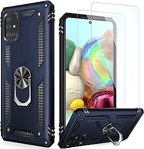 LUMARKE for Galaxy A51 Case with Screen Protector（2 Pack,Pass 16ft Drop Test Military Grade Heavy Duty Cover with Magnetic Kickstand,Protective Phone Case for Samsung Galaxy A51 Blue