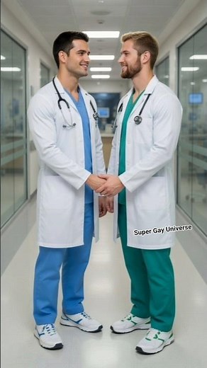 Gay Couple Doctors Holding hands Hospital 🏥