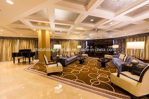 [Hot Item] Commercial Luxury Style Apartment Hotel Reception Lobby Furniture Wooden Armrest Leisure Chair Lounge Sofa