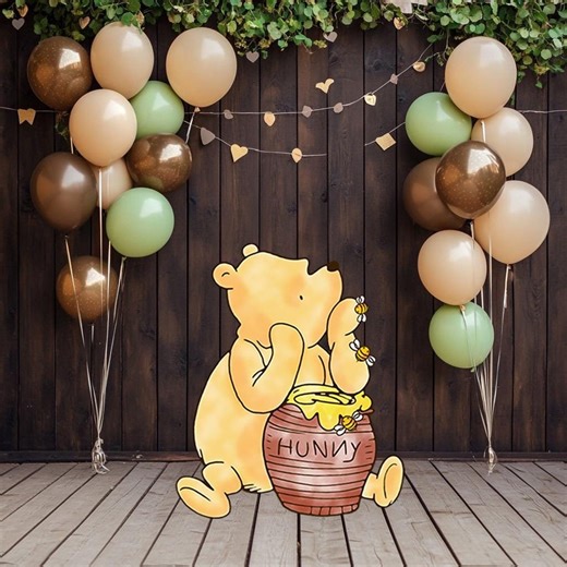 Classic Winnie the Pooh Cutout Decoration, Baby Shower Decor, Backdrop Decor, Lawn Sign, Honey Bear Baby Birthday, Classic Bear - Etsy