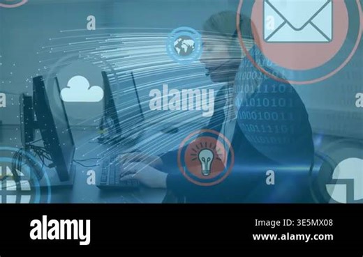 Animation of network of connections with cloud icon and binary coding over businesswoman. Global cloud computing, business, finance, networks and data processing concept digitally generated video Stock Video Footage - Alamy