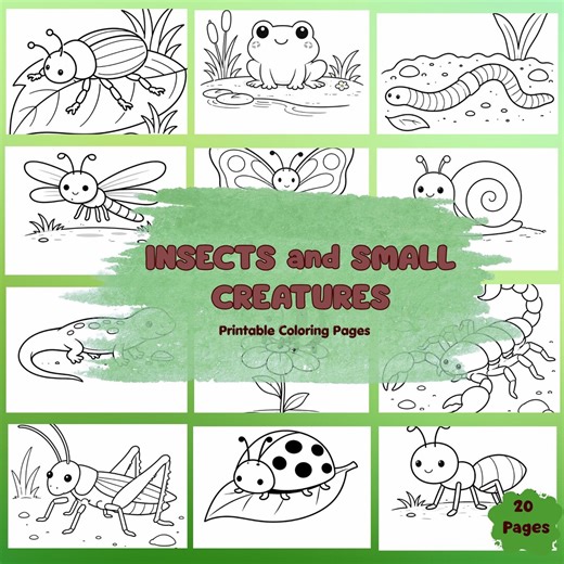 Insects & Little Creatures Coloring Pages for Kids | Printable Activity Sheets | Toddler Bug Coloring Book | Preschool Learning PDF - Etsy