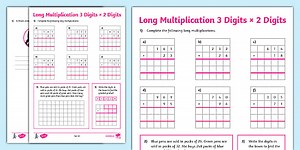 Long Multiplication Worksheet - 3 Digits x 2 Digits