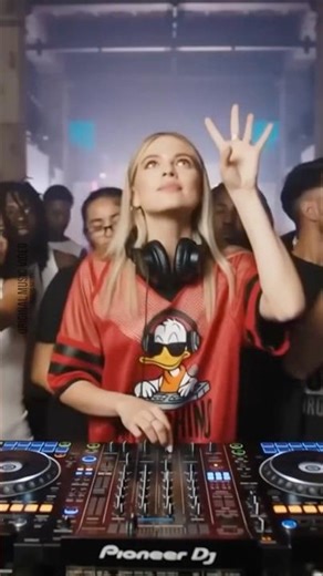 Girl DJ Playing Electronic Music Night Party