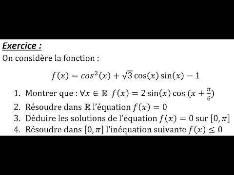 Exercice Corrigé : Formules Trigonométriques + Equation + Inéquation