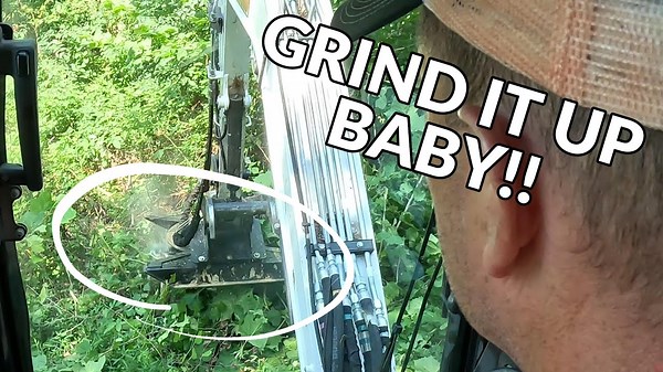 Grind Them Trees Down! Clearing a 11' Jungle with a Mini Excavator Brush Cutter